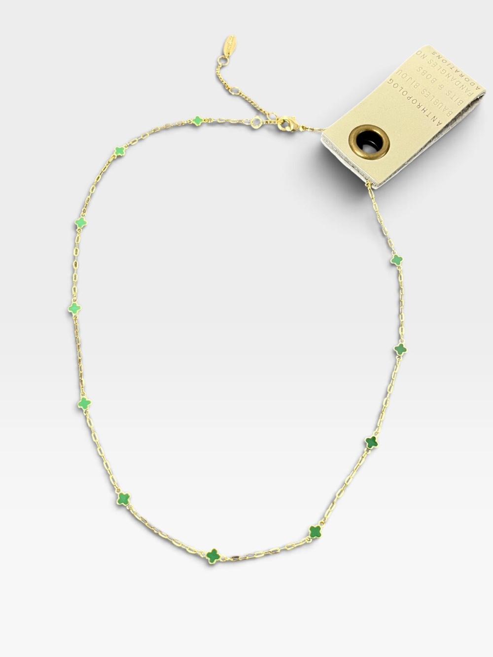 Anthropologie Tiny Clover Chain Necklace
